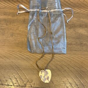 Hand made PMC Leaf Pendant Necklace with Brown Cord